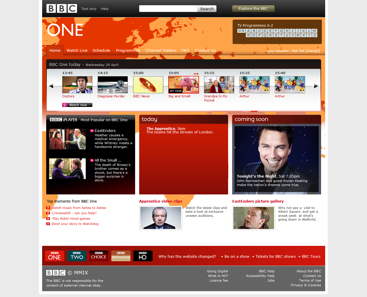 BBC website with 97/9 elements in 2009: Basically, old and new mixed  together. - TV Forum